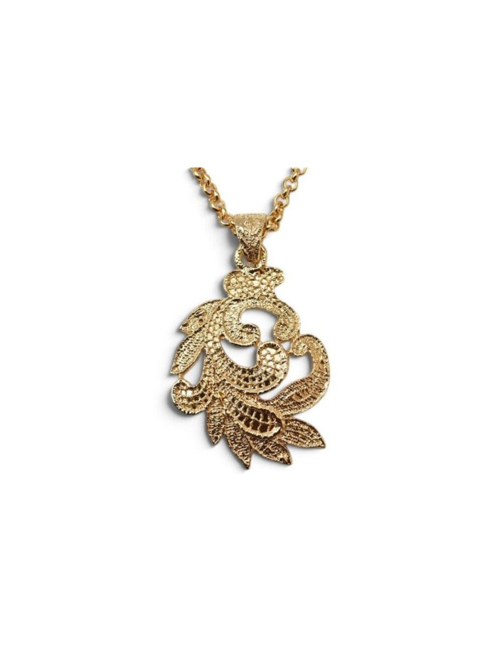 Saint Laurent Pendant Vintage Gold Leaf Motif YSL